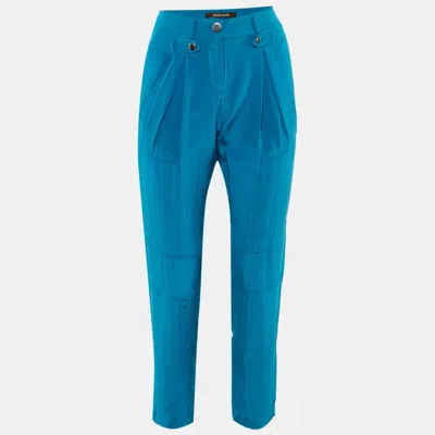 Pre-owned Roberto Cavalli Blue Silk Trousers S