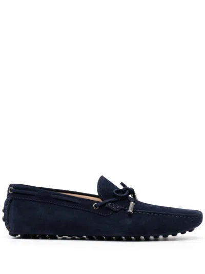 Roberto Cavalli Blue Suede Men's Loafers With Textured Sole
