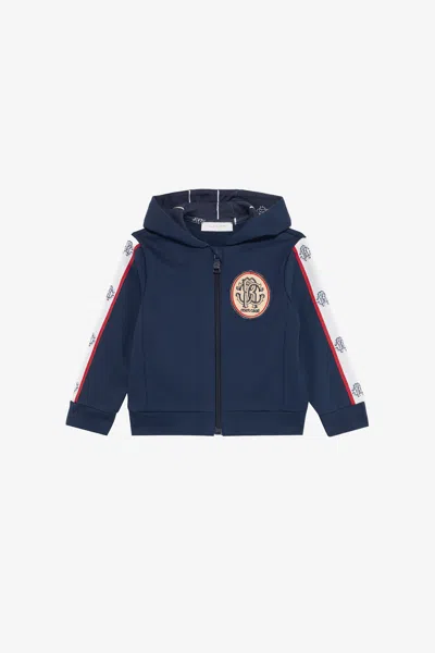 ROBERTO CAVALLI BLUE SWEATSHIRT WITH RC MONOGRAM