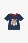 Roberto Cavalli Blue T-shirt With Tiger Print In Blue