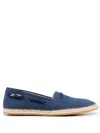 Roberto Cavalli Blue Textile Loafers With Woven Jute Sole In Blue