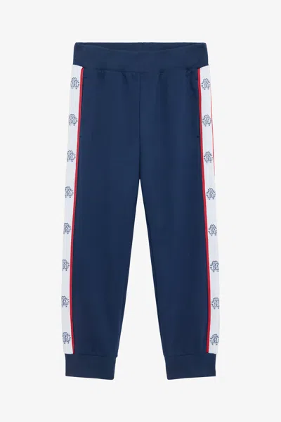 Roberto Cavalli Blue Track Pants With Rc Monogram In Brown