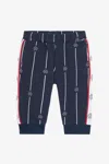 Roberto Cavalli Blue Track Pants With Rc Monogram And Stripes In Blue