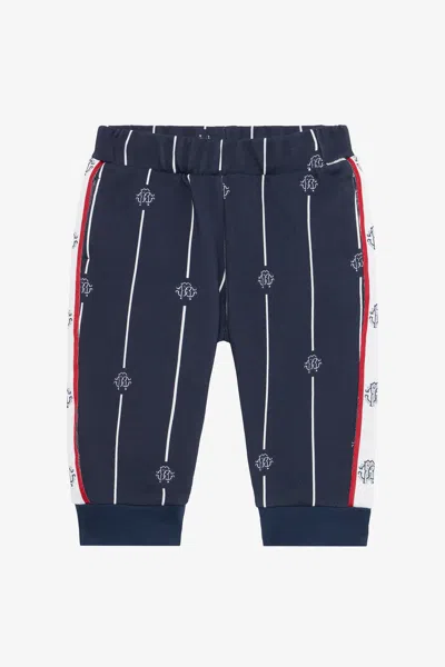Roberto Cavalli Blue Track Pants With Rc Monogram And Stripes