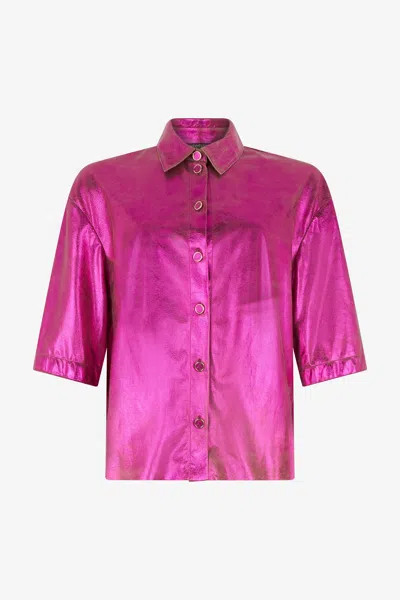 Roberto Cavalli Shiny Lurex Shirt In Multi