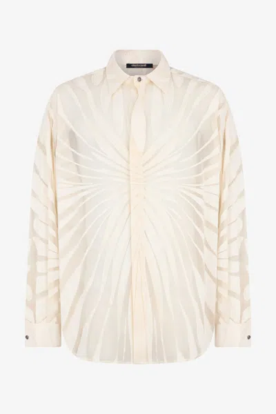Roberto Cavalli Shirt With Ray Devoré Print In Pink