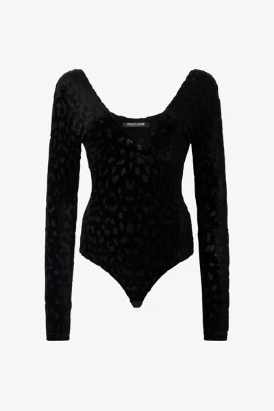 ROBERTO CAVALLI BODY IN SCHWARZ MIT MOTIV JAGUAR SKIN