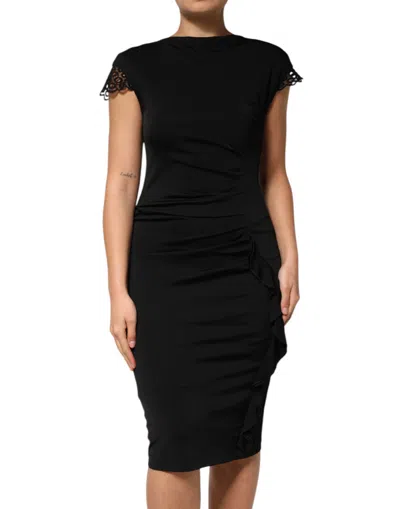 Pre-owned Roberto Cavalli Bodycon Short Sleeves Women's Dress () In Black