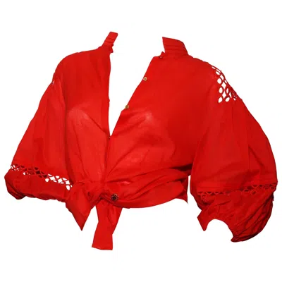 Pre-owned Roberto Cavalli Bolero Camisole Red 100% Cotton