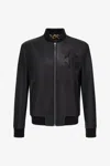 Roberto Cavalli Bomber Leather Jacket In Black