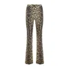 Roberto Cavalli Leopard Print Flared Trousers With Fitted Waist In Animal Print