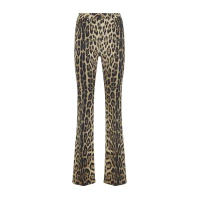 ROBERTO CAVALLI BOOTCUT BEIGE COTTON JEANS