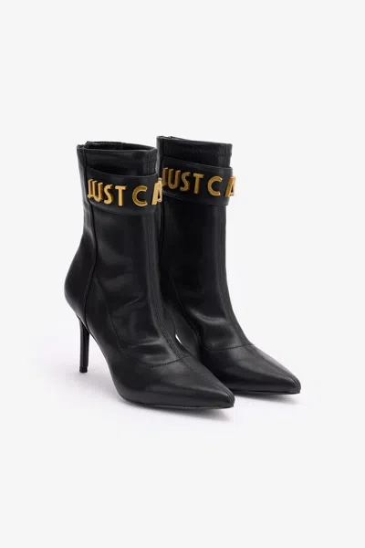 Roberto Cavalli Boots With Lettering In Black