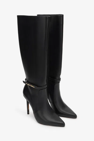 Roberto Cavalli Boots With Logo Detail In Black
