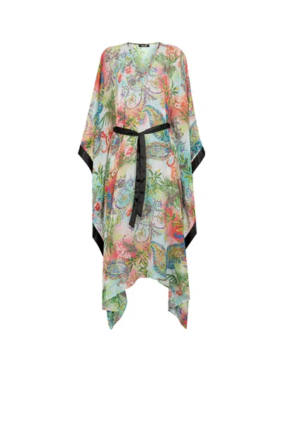 Roberto Cavalli Botanical-print Kaftan Dress In Multi