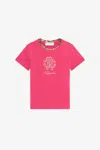 Roberto Cavalli Bougainvillea Fuchsia T-shirt With Rc Monogram In Pink