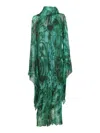 ROBERTO CAVALLI BOW DETAIL V-NECK ASYMMETRIC LONG DRESS