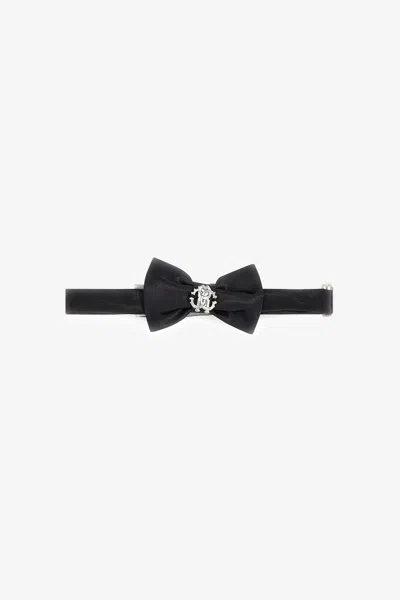 Roberto Cavalli Bow Tie With Rc Monogram In Black