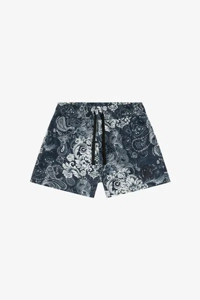 Roberto Cavalli Kids'   - Boy Beachwear Camou Black 06a In Blue