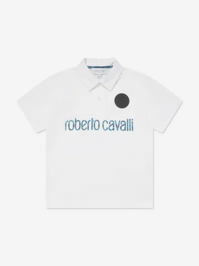 Roberto Cavalli Kids'  Boys Logo Polo Shirt In White