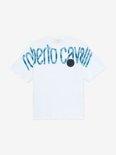 Roberto Cavalli Babies'  Boys Logo Print T-shirt In White