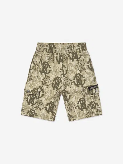 Roberto Cavalli Kids'  Boys Monogram Bermuda Shorts In Brown