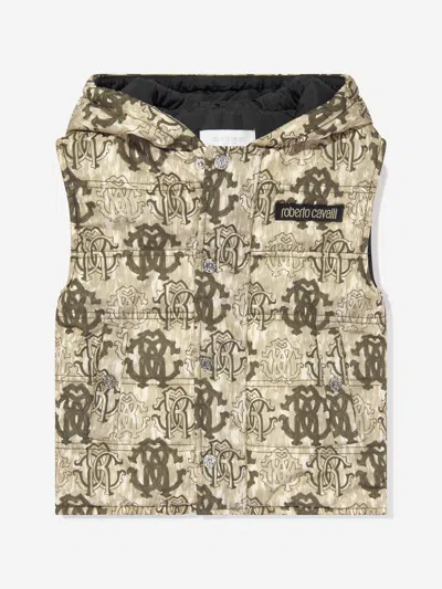 Roberto Cavalli Kids'  Boys Monogram Gilet In Brown