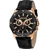 Roberto Cavalli By Franck Muller Embossed Leather Strap Watch, 42mm In Black