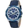 Roberto Cavalli By Franck Muller Embossed Leather Strap Watch, 42mm In Blue