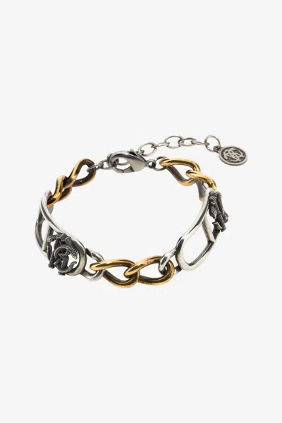 Roberto Cavalli Bracelet With Monogram Rc In Silver/gold