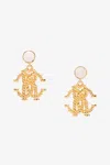 Roberto Cavalli Braided Logo Drop Earrings In Gold