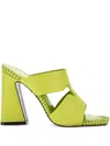 Roberto Cavalli Braided-trim Block-heel Sandals In Green