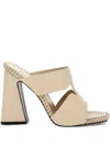 Roberto Cavalli Braided-trim Block-heel Sandals In Neutral