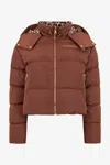 Roberto Cavalli Brown Down Jacket With Monogram Rc In Brown