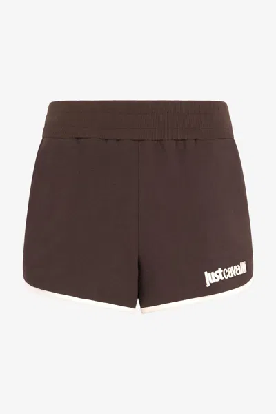 Roberto Cavalli Braune Shorts Mit Logo In Multi