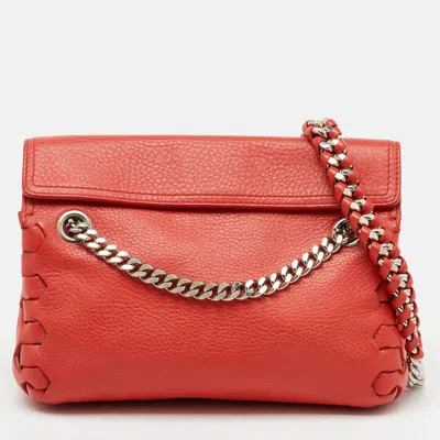 Pre-owned Roberto Cavalli Bright Red Leather Regina Chain Shoulder Bag