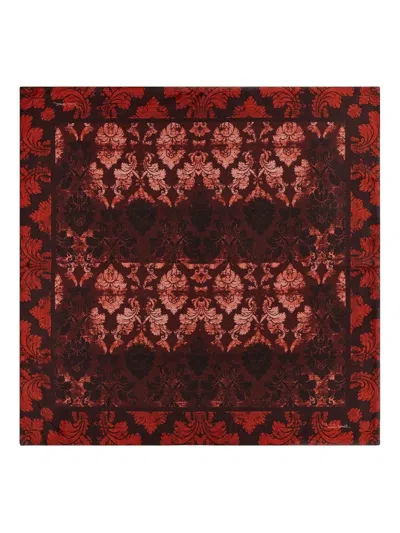 Roberto Cavalli Brocade-print Silk Scarf In Red