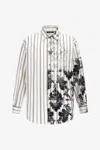 Roberto Cavalli Broccato Print Silk Shirt In White