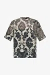 Roberto Cavalli Broccato Print T-shirt In Black/white
