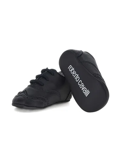 Roberto Cavalli Brogue-detail Laced Pre-walkers In Black