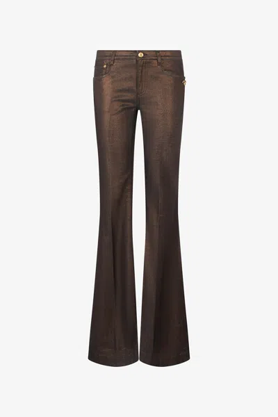 Roberto Cavalli Bronze And Black Flared Jeans In Bronze/black