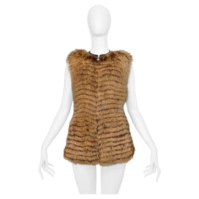 Pre-owned Roberto Cavalli Brown Arctic Fox Fur Cinched Vest Top