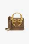 Roberto Cavalli Snake-embellished Leather Shoulder Bag In Brown