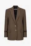 Roberto Cavalli Brown Blazer With Jacquard Cuffs In Brown