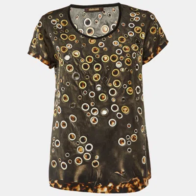 Pre-owned Roberto Cavalli Brown Eyelet Detail Top S