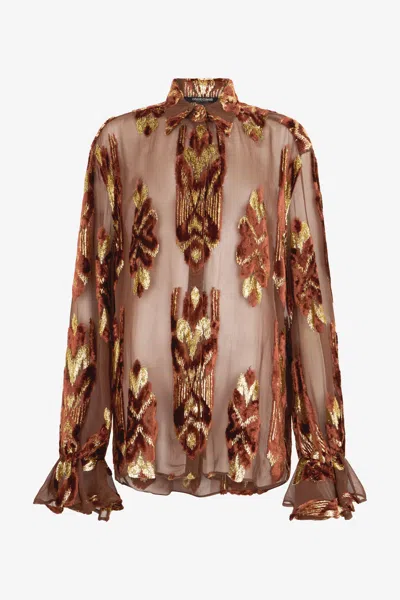 Roberto Cavalli Brown Fil Coupé Shirt In Multi