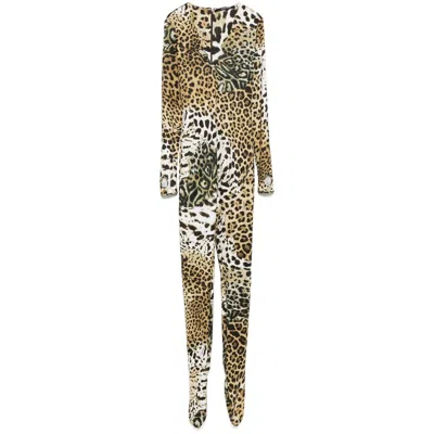 Roberto Cavalli Brown Jumpsuits In Beige