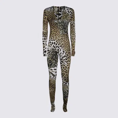 Roberto Cavalli Brown Jumpsuits In Animal Print