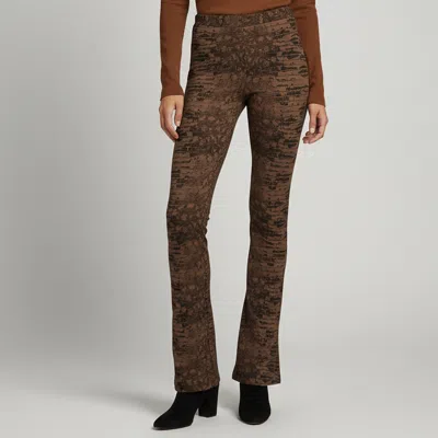Pre-owned Roberto Cavalli Brown Lizard Print Knit Flared Bottom Leggings M