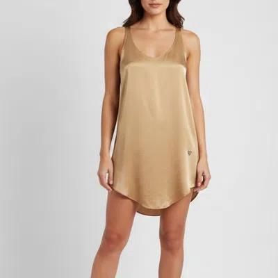 Pre-owned Roberto Cavalli Brown Logo Embellished Satin Tank Top S